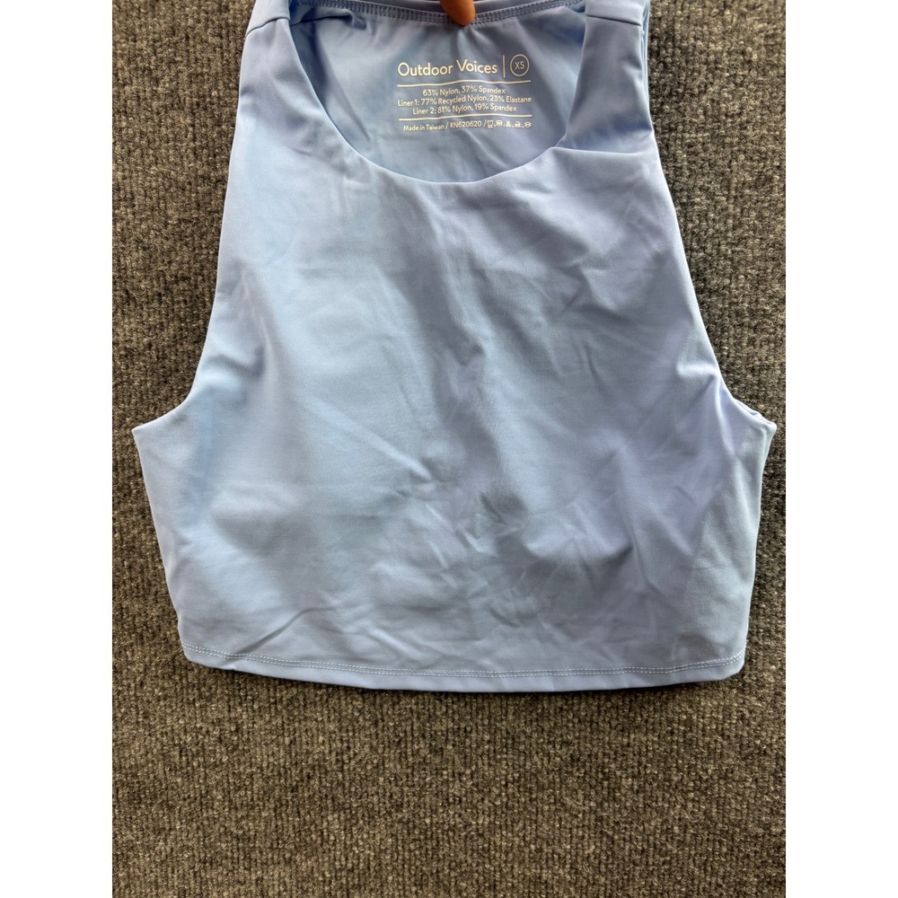 Outdoor Voices Crop Top Women XS Blue High Neck Sleeveless Athletic Tank